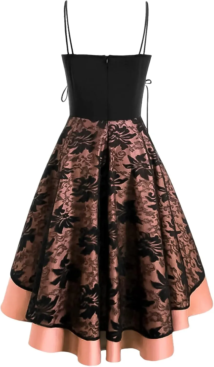 Womens Vintage Steampunk Dress Spaghetti Strap Bandage Dresses Floral Lace High Low Dress Lolita Halloween Costumes