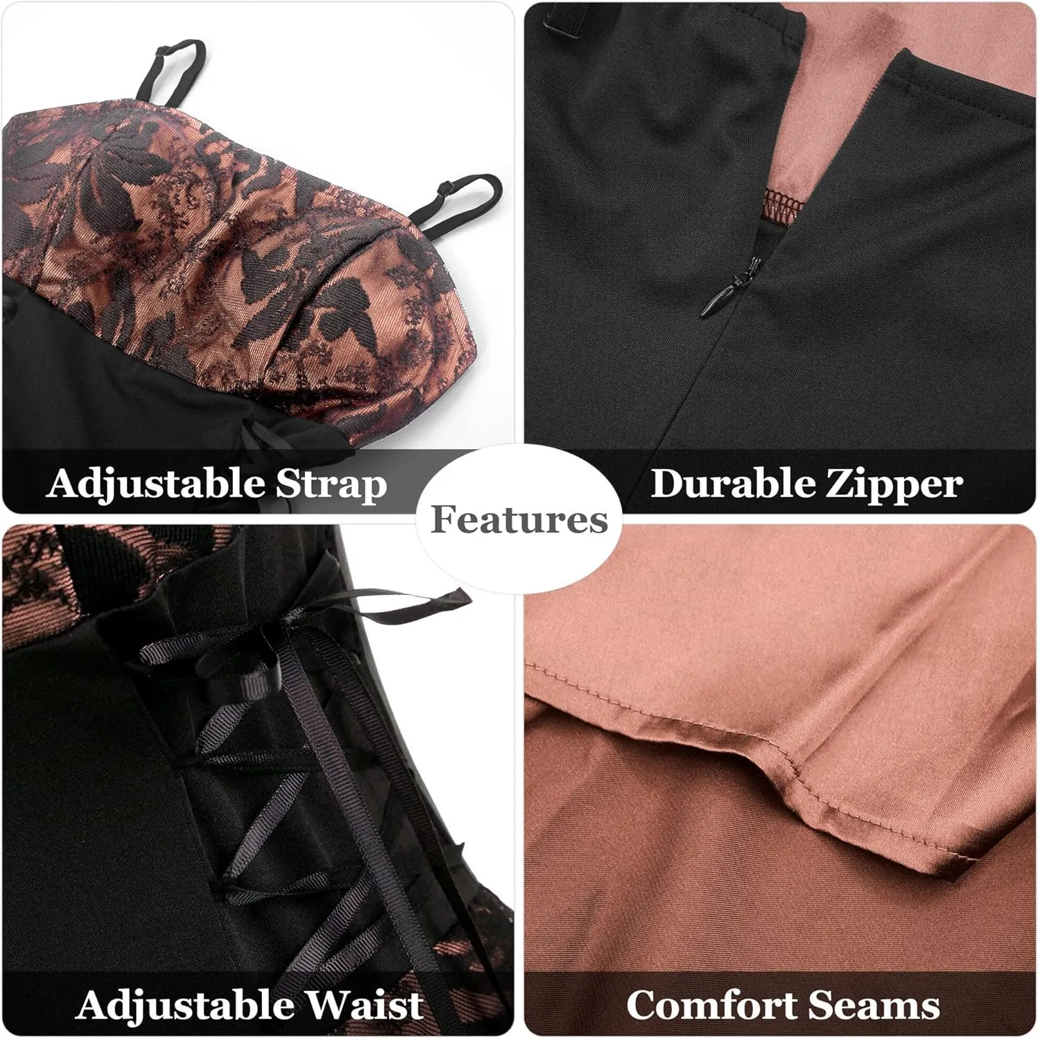 Womens Vintage Steampunk Dress Spaghetti Strap Bandage Dresses Floral Lace High Low Dress Lolita Halloween Costumes