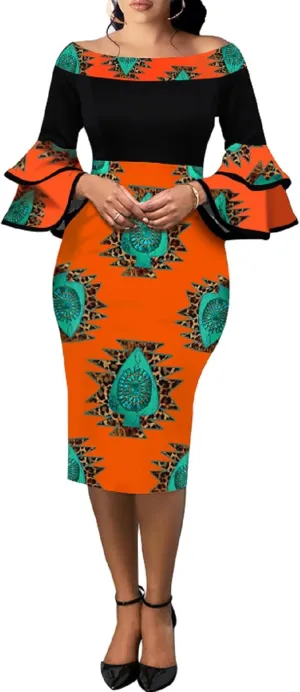 Xinlees Women's Bodycon Pencil Dress Sexy Short Ruffles Sleeve Clubwear Basic Fitted Outfits Casual Midi Dresses