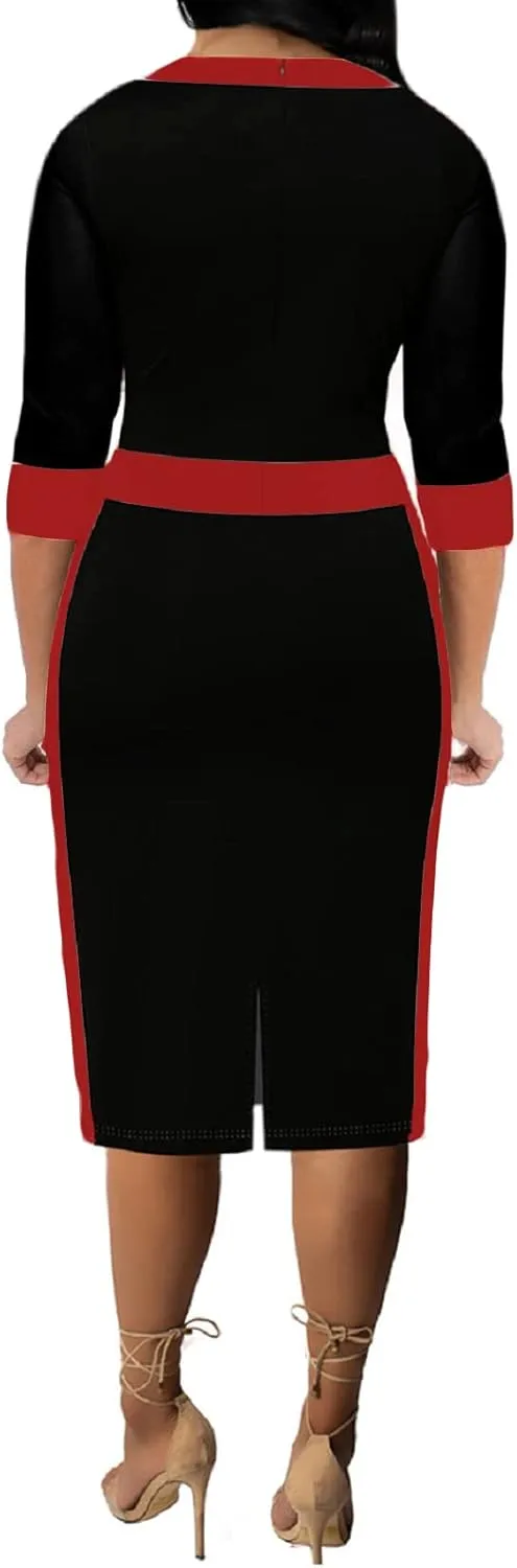 Xinlees Women's Bodycon Pencil Dress Sexy Short Ruffles Sleeve Clubwear Basic Fitted Outfits Casual Midi Dresses