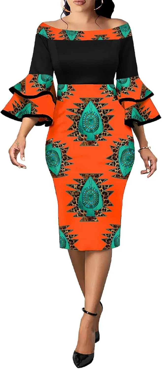 Xinlees Women's Bodycon Pencil Dress Sexy Short Ruffles Sleeve Clubwear Basic Fitted Outfits Casual Midi Dresses