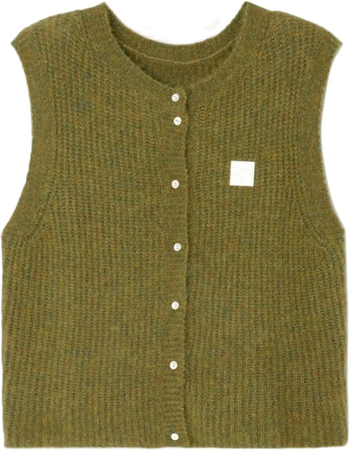 Y2k Girls Summer Knitted Vest Women Knitted Sweater Vest Sleeveless Button Down Ribbed Knit Cardigan Tank Top