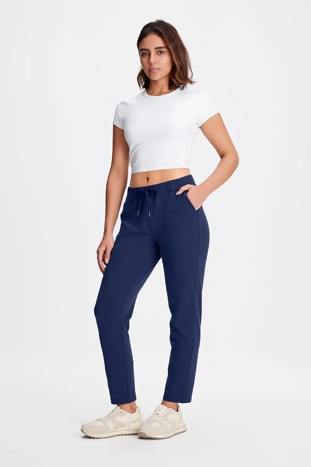 Yogipace Petite/Regular/Tall Women's 7/8 On The Fly Pants Drawstring Casual Lounge Joggers Travel Sweatpants