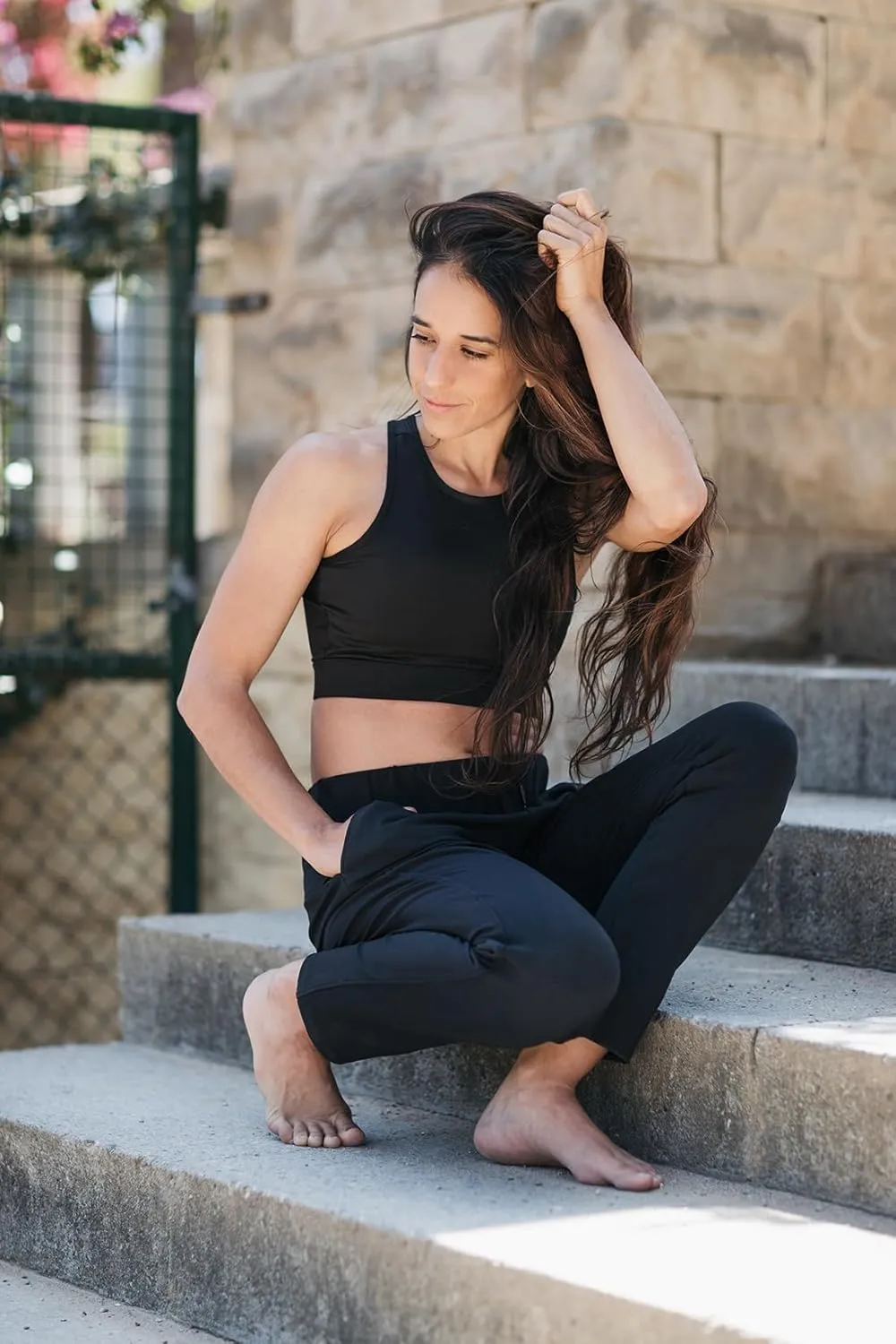 Yogipace Petite/Regular/Tall Women's 7/8 On The Fly Pants Drawstring Casual Lounge Joggers Travel Sweatpants